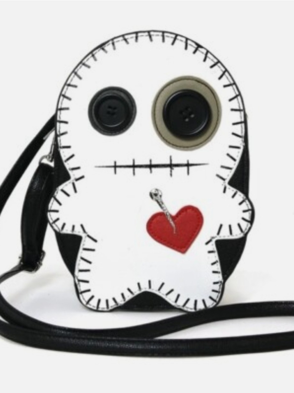 White Voodoo Doll Crossbody Bag with Red Heart-BNWT